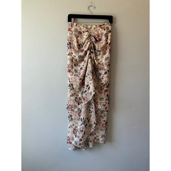 Veronica Beard Sira Floral Silk-Georgette Skirt in Ecru Multi - Picture 1 of 5
